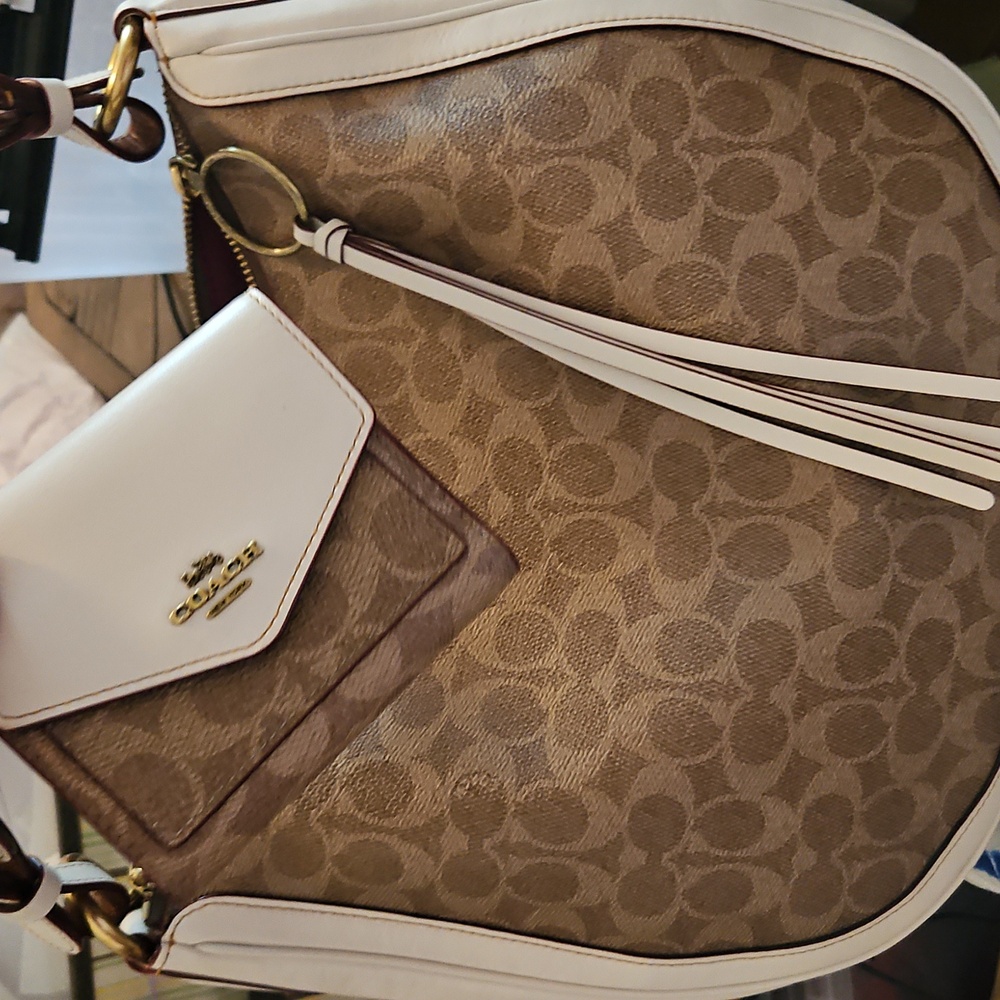 Coach Khaki/Chalk Signature Hobo Shoulder Bag